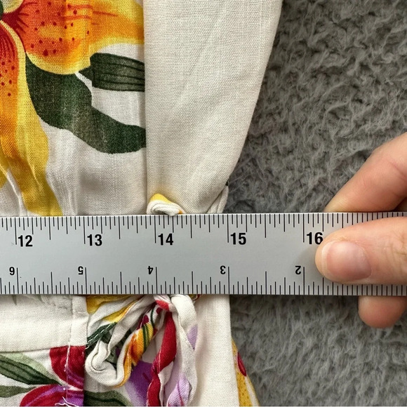 Old Navy Short Sleeve Bell Sleeve Wrap Front Dress White Floral Women's Medium - Picture 9 of 10